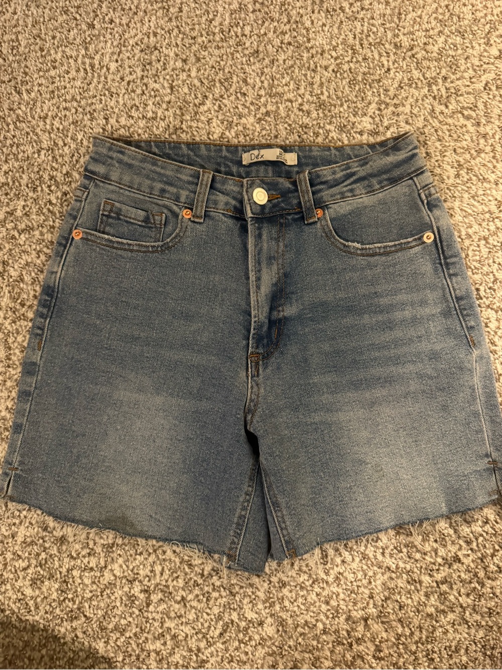 Dex High-Rise Denim Shorts in Medium / Light Blue